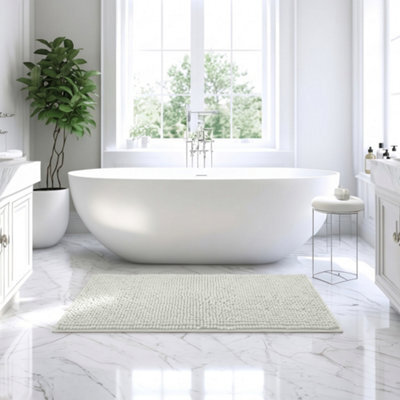 Moonlight Bedding Plush Chenille Bathroom Floor Mat Non-Slip Quick-Dry Absorbent Bathroom & Doorway Shower Rug White 60X90 Cm - image 1