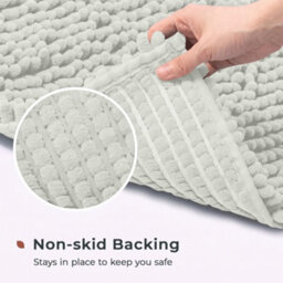 Moonlight Bedding Plush Chenille Bathroom Floor Mat Non-Slip Quick-Dry Absorbent Bathroom & Doorway Shower Rug White 60X90 Cm - thumbnail 2