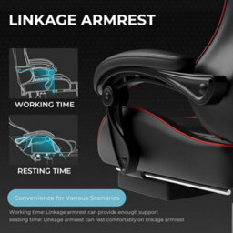 Gtplayer Gaming Chair With Footrest, Massage Computer Chairs For Adults, Ergonomic High Back Height Adjustable Pc Chair, Red - thumbnail 5