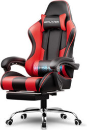Gtplayer Gaming Chair With Footrest, Massage Computer Chairs For Adults, Ergonomic High Back Height Adjustable Pc Chair, Red