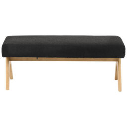 Wyld And Coco Bouclé 2-Seater Sofa Set With Bench Black And Light Brown - Compact Retro Design - thumbnail 9