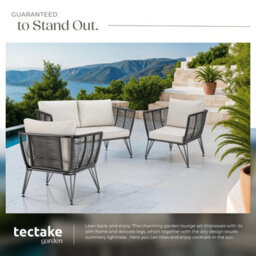 Tectake Garden Furniture Set Sundo - 2 Armchairs, Sofa, Thick Cushions, Removable Cushion Covers - Anthracite - 1 - thumbnail 4