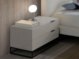 Angel Cerda Stylish Grey Wood Bedside Table With Black Steel Legs - thumbnail 2