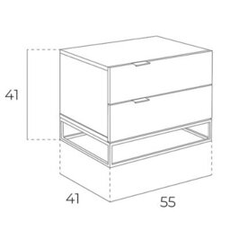 Angel Cerda Stylish Grey Wood Bedside Table With Black Steel Legs - thumbnail 7
