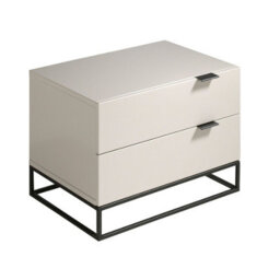 Angel Cerda Stylish Grey Wood Bedside Table With Black Steel Legs