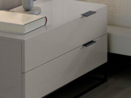 Angel Cerda Stylish Grey Wood Bedside Table With Black Steel Legs - thumbnail 4