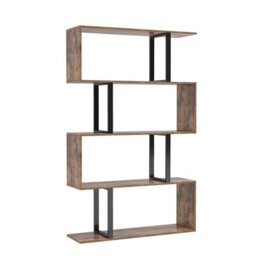 Wooden S-Shaped Bookcase Living Room Modern Display Shelves Storage Unit Divider - thumbnail 3