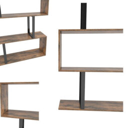 Wooden S-Shaped Bookcase Living Room Modern Display Shelves Storage Unit Divider - thumbnail 4