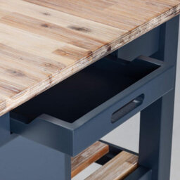 Statement Furniture Florence Navy Blue Breakfast Bar Kitchen Island With Shelves - thumbnail 7