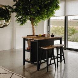 Statement Furniture Florence Navy Blue Breakfast Bar Kitchen Island With Shelves - thumbnail 9