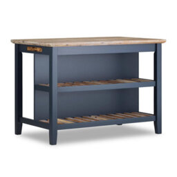 Statement Furniture Florence Navy Blue Breakfast Bar Kitchen Island With Shelves - thumbnail 6