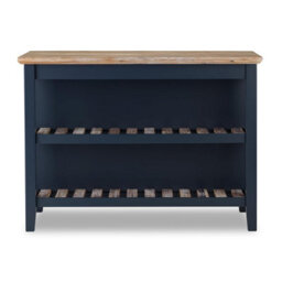 Statement Furniture Florence Navy Blue Breakfast Bar Kitchen Island With Shelves - thumbnail 2