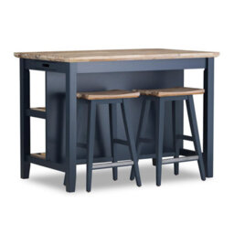 Statement Furniture Florence Navy Blue Breakfast Bar Kitchen Island With Shelves