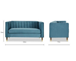 Home Detail Thomas Velvet Fabric 2 Seater Sofa, Blue - thumbnail 7