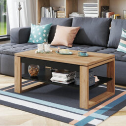 Heze Furniture Nuo Lift Top Coffee Table Contemporary Style - Gold Craft Oak & Black Matt - thumbnail 1