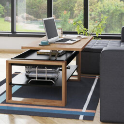 Heze Furniture Nuo Lift Top Coffee Table Contemporary Style - Gold Craft Oak & Black Matt - thumbnail 3