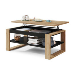 Heze Furniture Nuo Lift Top Coffee Table Contemporary Style - Gold Craft Oak & Black Matt - thumbnail 5
