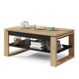 Heze Furniture Nuo Lift Top Coffee Table Contemporary Style - Gold Craft Oak & Black Matt - thumbnail 4