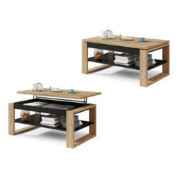 Heze Furniture Nuo Lift Top Coffee Table Contemporary Style - Gold Craft Oak & Black Matt - thumbnail 6