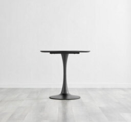 Furniturebox Elina Small Scratch Resistant Melamine White Marble Effect Round 2 Seater Dining Table With Black Pedestal Base - thumbnail 2