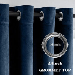 Moonlight Bedding Velvet Ring Top Curtains- Fully Lined Dim Out Blackout Pair, Ultra Soft Thermal Curtains (Navy, 90 X 90 Inch) - thumbnail 4
