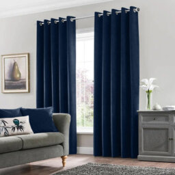 Moonlight Bedding Velvet Ring Top Curtains- Fully Lined Dim Out Blackout Pair, Ultra Soft Thermal Curtains (Navy, 90 X 90 Inch) - thumbnail 8