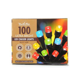 100 Led Ultra Bright Chaser Lights With Black Wire - Multicoloured