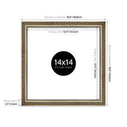 14X14 Champaign Ornate Picture Frame (35.6 X 35.6Cm) Poster, Photo, Artwork, Gallery Wall Or Print - thumbnail 2