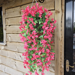 Best Artificial 90Cm Trailing Lily Hanging Basket With 480 Fuchsia Flowers In Rattan Wicker Basket For Indoor Or Garden Use - thumbnail 2