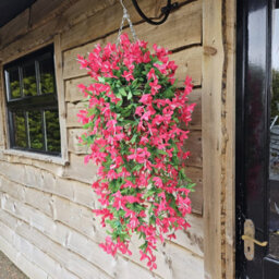 Best Artificial 90Cm Trailing Lily Hanging Basket With 480 Fuchsia Flowers In Rattan Wicker Basket For Indoor Or Garden Use