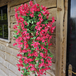 Best Artificial 90Cm Trailing Lily Hanging Basket With 480 Fuchsia Flowers In Rattan Wicker Basket For Indoor Or Garden Use - thumbnail 5