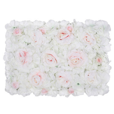 Neel Blue Artificial Flower Wall Backdrop Panel, 60Cm X 40Cm, White & Light Pink - image 1