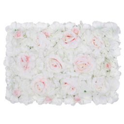 Neel Blue Artificial Flower Wall Backdrop Panel, 60Cm X 40Cm, White & Light Pink - thumbnail 1