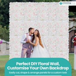 Neel Blue Artificial Flower Wall Backdrop Panel, 60Cm X 40Cm, White & Light Pink - thumbnail 8