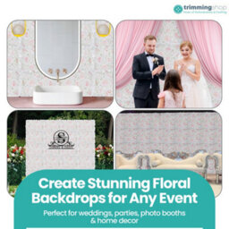 Neel Blue Artificial Flower Wall Backdrop Panel, 60Cm X 40Cm, White & Light Pink - thumbnail 9