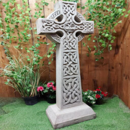 Stone Cast Detailed Giant Celtic Cross 119 Cm Tall - thumbnail 4