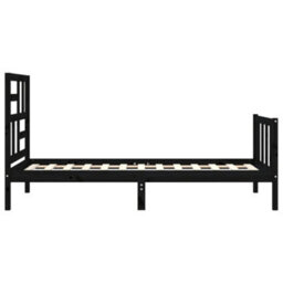 Berkfield Bed Frame With Headboard Black Small Single Solid Wood - thumbnail 7