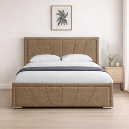 Naples Sand Upholstered Sunrise Super King Size Bed Frame, Modern Luxury Floor-Standing Headboard & Footboard - thumbnail 1