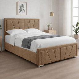 Naples Sand Upholstered Sunrise Super King Size Bed Frame, Modern Luxury Floor-Standing Headboard & Footboard - thumbnail 2