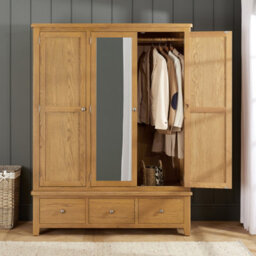 The Furniture Market Cotswold Rustic Oak Triple Wardrobe - thumbnail 3