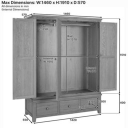 The Furniture Market Cotswold Rustic Oak Triple Wardrobe - thumbnail 9