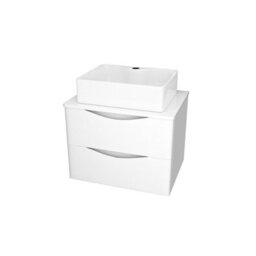 Nes Home 600mm White Wall Hung Vanity Unit, Worktop With Square Bowl Basin - thumbnail 5