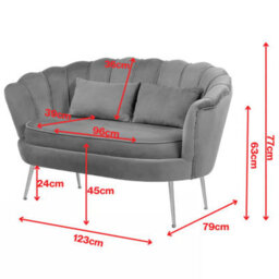 2 Seater Sofa In Teal Velvet Fabric Loveseat - thumbnail 9