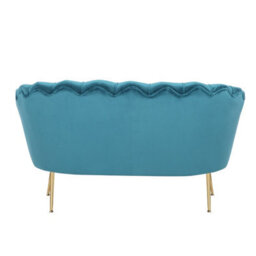 2 Seater Sofa In Teal Velvet Fabric Loveseat - thumbnail 4