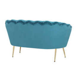 2 Seater Sofa In Teal Velvet Fabric Loveseat - thumbnail 5