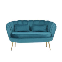 2 Seater Sofa In Teal Velvet Fabric Loveseat - thumbnail 2