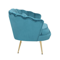 2 Seater Sofa In Teal Velvet Fabric Loveseat - thumbnail 3