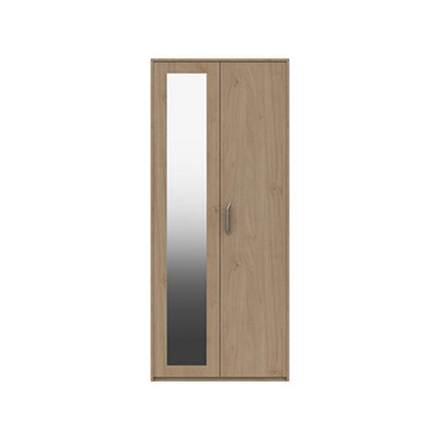 Hazlemere 2 Door Robe With Mirror - Oak On Express Delivery And Ready Assembled - image 1