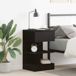 Berkfield Bedside Cabinet Black Oak 40X35X65 Cm Engineered Wood