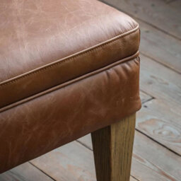 Xample Gallery Mr. Paddington Vintage Brown Leather Footstool Solid Wood Legs Top Grain Leather Comfortable Ottoman - thumbnail 4